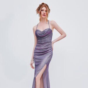 Purple Sparkle Corset Dress with tie back - Never Worn -  Size M